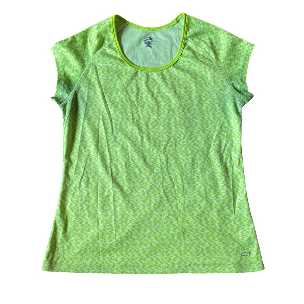 Medium Lime Green Champion Workout Gym Athletic Active Shirt